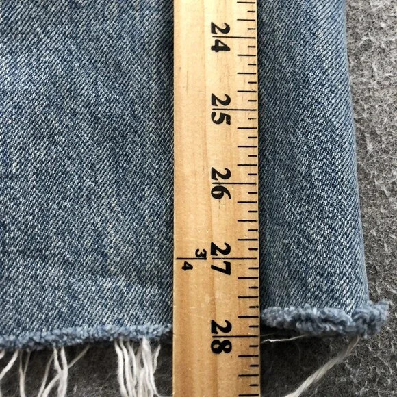 Zara Jeans Womens 8 Blue High Rise Wide Leg Distressed Frayed Hem Denim Pants - Picture 10 of 10